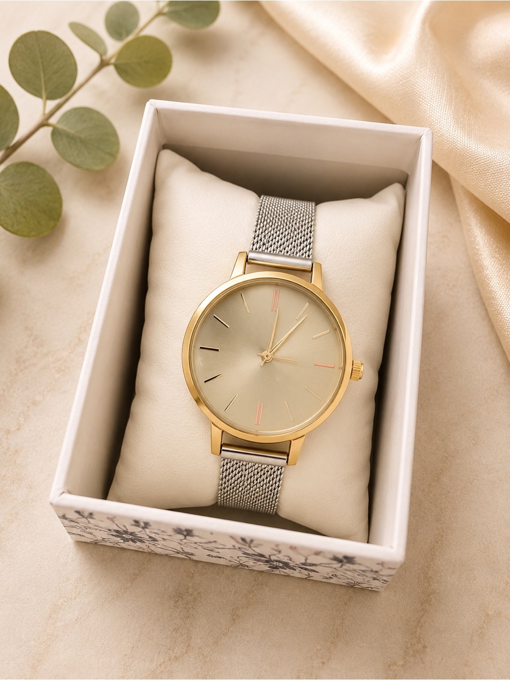 Elegant Silver and Gold Watch